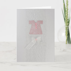 Cartão Personalizar Vestido de Bebê Rosa Batismo