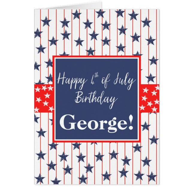 Cartão Personalizável 4 de julho de aniversário (Frente)