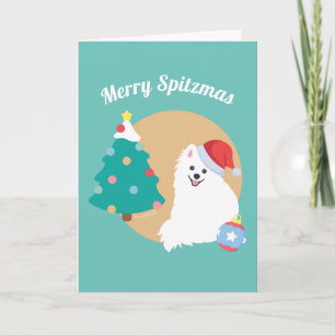 Cartão Personalizável - Bom Natal para o Cachorro Spitz J