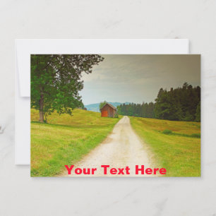 Cartão personalizável da cabana de madeira e camin