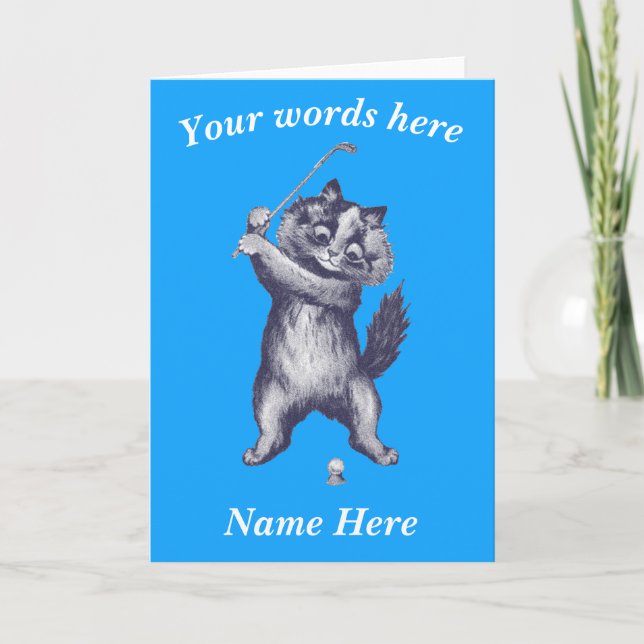 Cartão Personalizável de Gato de Golfe engraçado (Frente)