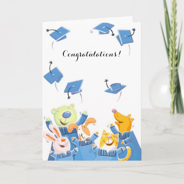 Cartão personalizável de graduação de bonés de ani (Frente)