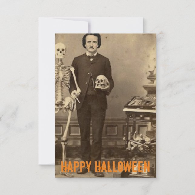 Cartão Personalizável de Halloween Edgar Allan Poe (Frente)