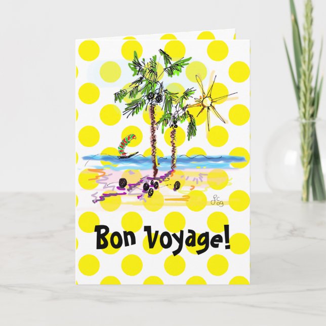 Cartão personalizável de saudação Bon Voyage de Gi (Frente)