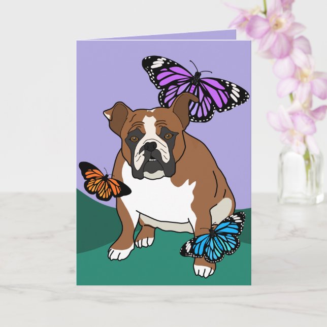 Cartão Personalizável do Bulldog Inglês (Orquídea)