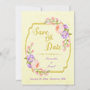 Cartão Personalizável Floral e Dourado Salve a Dat