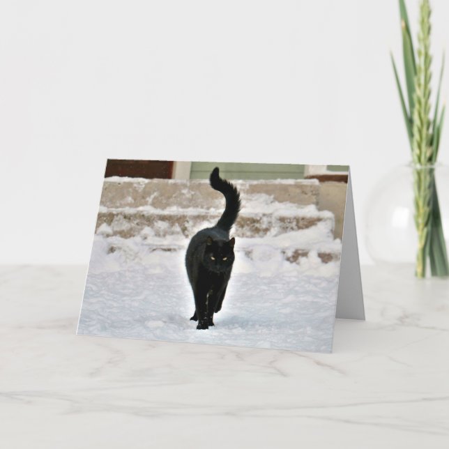 Cartão Personalizável Gatinho Preto Fofinho (Frente)