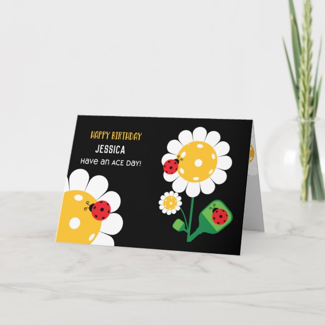 Cartão Personalizável Preto de Aniversário Feliz P (Frente)