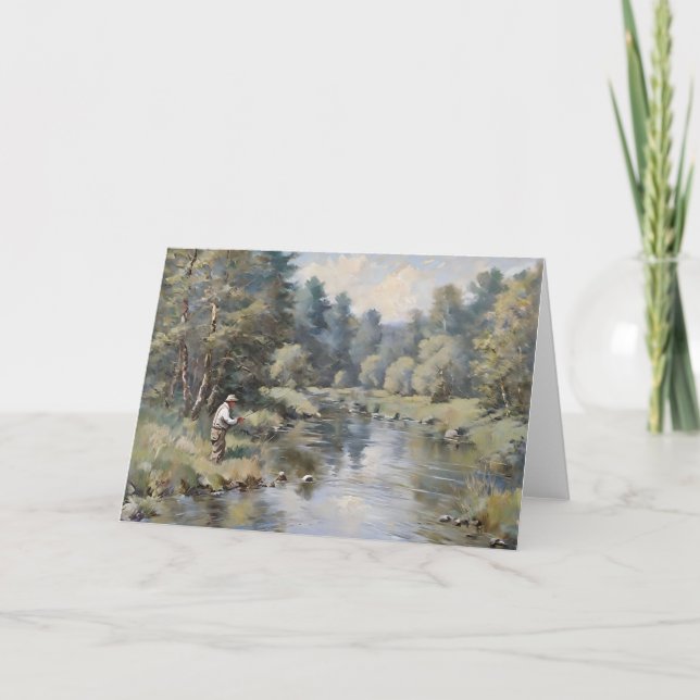 Cartão Personalizável Tema de Pesca em Branco (Frente)