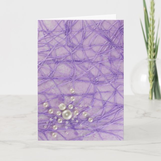 Cartão Personalize a aranha com pérolas abstrato Roxo (Frente)
