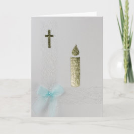 Cartão Personalize a Dourada Vela, a cruz sagrada e o arc