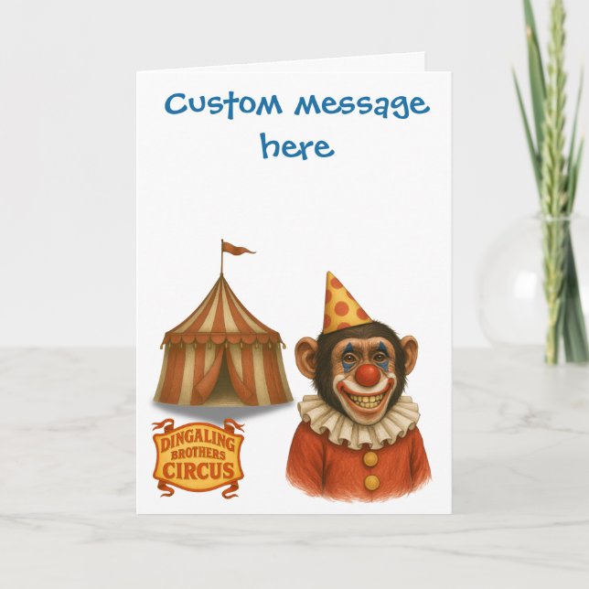 Cartão Personalize: Chester o palhaço chimpanzé (Frente)