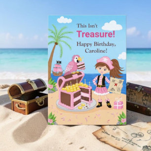 Cartão Personalize Feliz Aniversário Tesouro Pirata