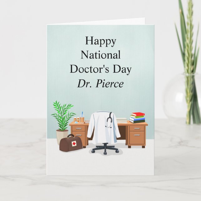 Cartão Personalize Happy Doctor's Day Doctor Office  (Frente)