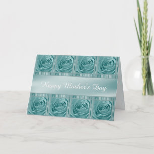 Cartão Personalize "Happy Mother's Day" Aqua Rose Photo