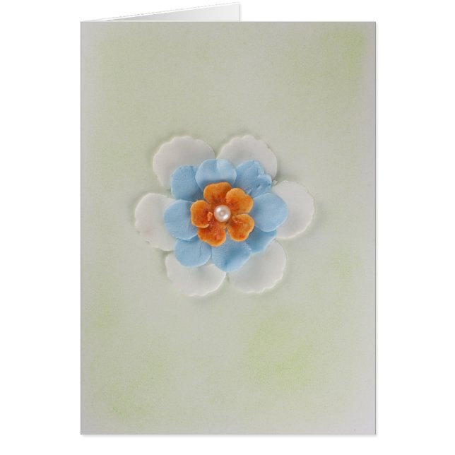 Cartão Personalize Linda flor branca, azul, laranja (Frente)