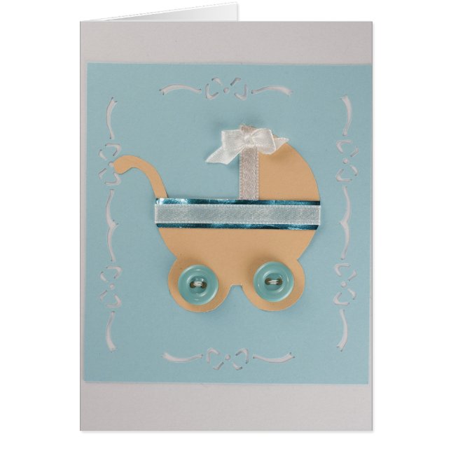 Cartão Personalize o carrinho de bebê do Peach com botões (Frente)