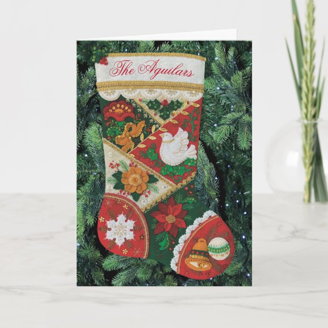 Cartão Personalize o nome da carta de Natal e feriado (Frente)