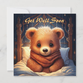 Cartão Personalize o Urso Bebê Doente na Cama Fique Bem E