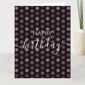 Cartão Personalize: Padrão de Estrelas Rosa Feliz Anivers