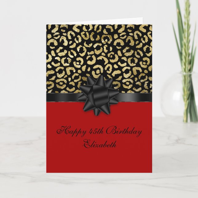 Cartão Personalize Preto Dourado Leopardo Impressão Anive (Frente)
