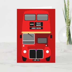 Cartão Personalize Red London Double Decker Bus Birthday