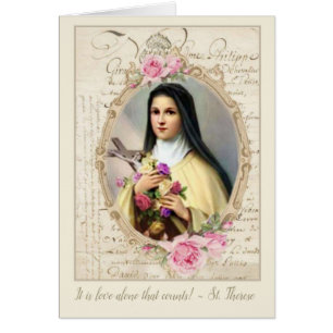 Cartão Personalize St. Therese w/Roses do vintage