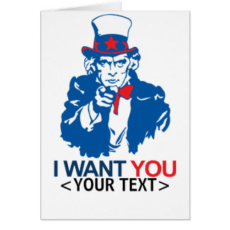 CARTÃO PERSONALIZE TIO SAM QUER VOCÊ,<YOUR TEXT>