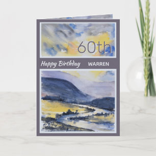 Cartão Personalized 60th Mountain Scenic Birthday Card