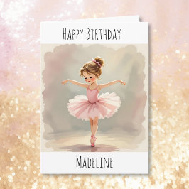 Cartão Personalized Ballerina Birthday + Coloring Page