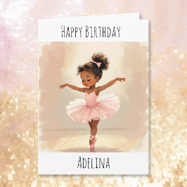 Cartão Personalized Ballerina Birthday + Coloring Page