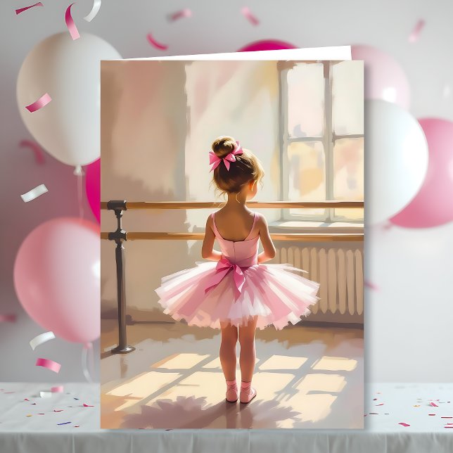 Cartão Personalized Ballet Birthday + Coloring Page (Criador carregado)