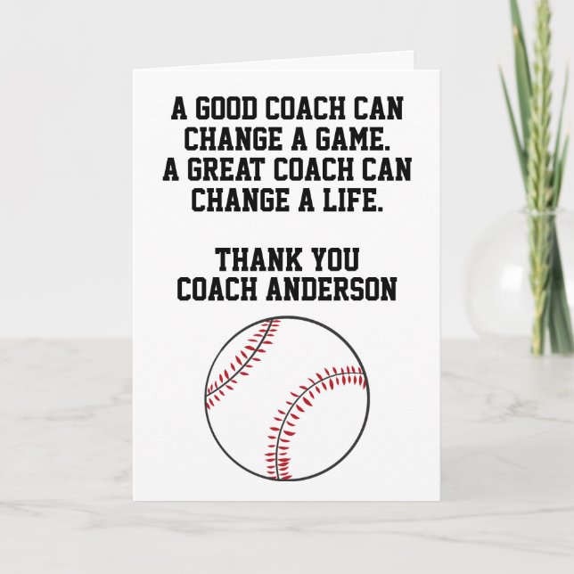 Cartão Personalized Baseball Coach From Team Players (Frente)