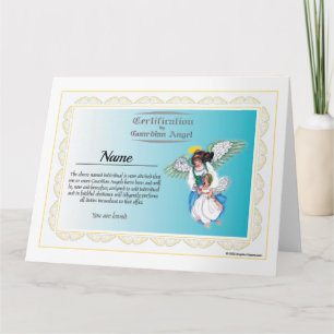 Cartão Personalized Certification by Angel greeting card