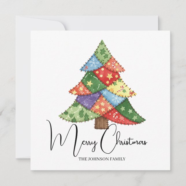 Cartão Personalized Christmas tree patchwork prints (Frente)
