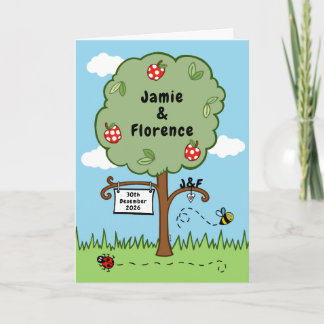 Cartão Personalized Country Garden Apple Tree Wedding