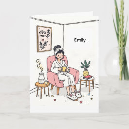 Cartão Personalized Cozy Mom Gift Cute Relaxing Self Care