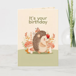 Cartão Personalized Cute Hedgehog Birthday Card