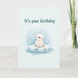 Cartão Personalized Cute Polar Bear Birthday Card