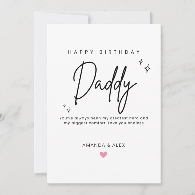 Cartão Personalized Dad Birthday Card Simple Minimalist (Frente)