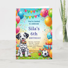 Cartão Personalized Dalmatian Birthday Invitation