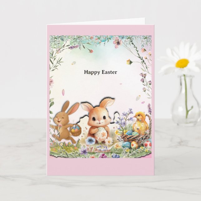 Cartão Personalized Easter Folded Greeting Card (Planta pequena)