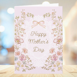 Cartão Personalized Elegant Vintage Floral Mother’s Day