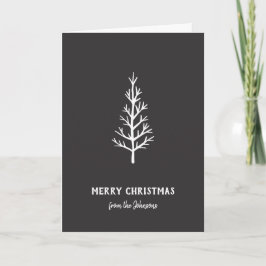 Cartão Personalized Family Name Merry Christmas Tree