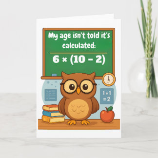 Cartão Personalized Funny Math Lover Humor Owl Birthday 