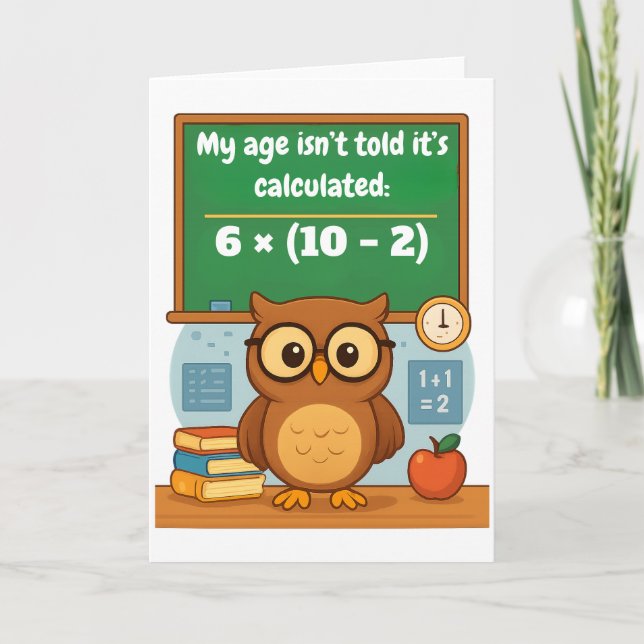 Cartão Personalized Funny Math Lover Humor Owl Birthday  (Frente)