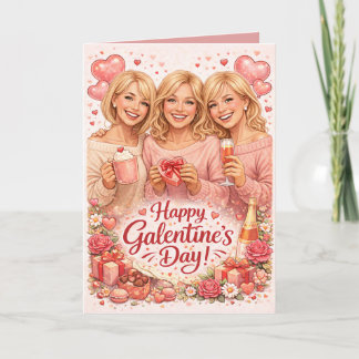 Cartão Personalized Galentine's Day Card Blondes