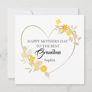 Cartão Personalized Grandm Name Mother’s Day Floral Heart