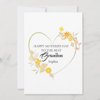 Cartão Personalized Grandm Name Mother’s Day Floral Heart