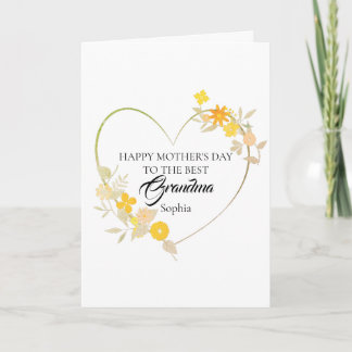 Cartão Personalized Grandm Name Mother’s Day Floral Heart